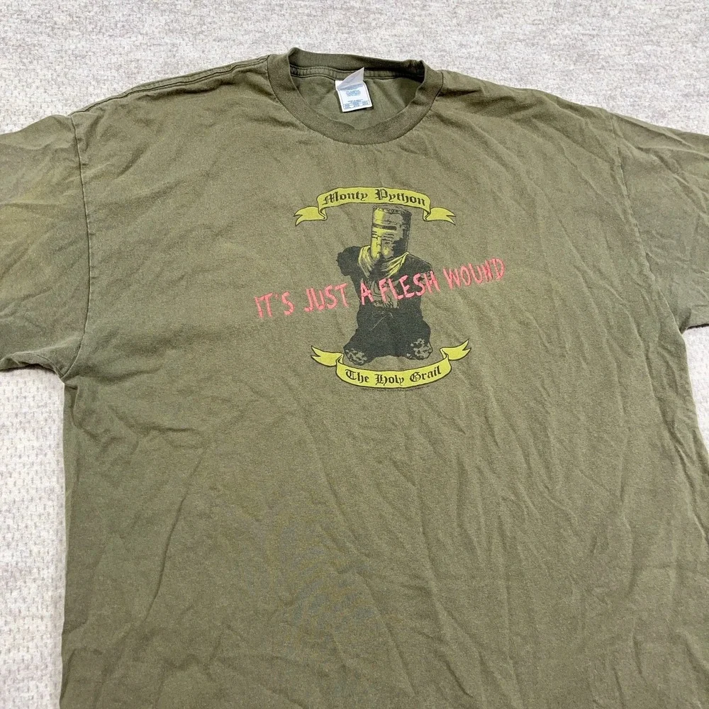 Vintage Monty Python Shirt Men XXL 2XL Green Y2K Movie Promo Tee 2006  Olive * - Picture 4 of 13